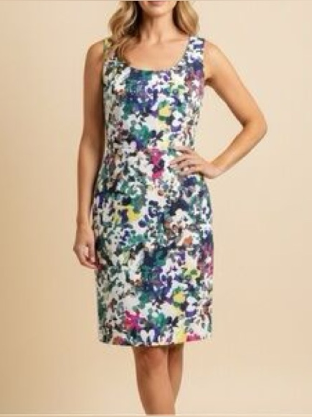 Ann Taylor sleeveless floral shift dress size 12 petite